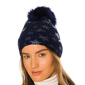 Jocelyn Midnight Blue Starry Pom-Pom Hat